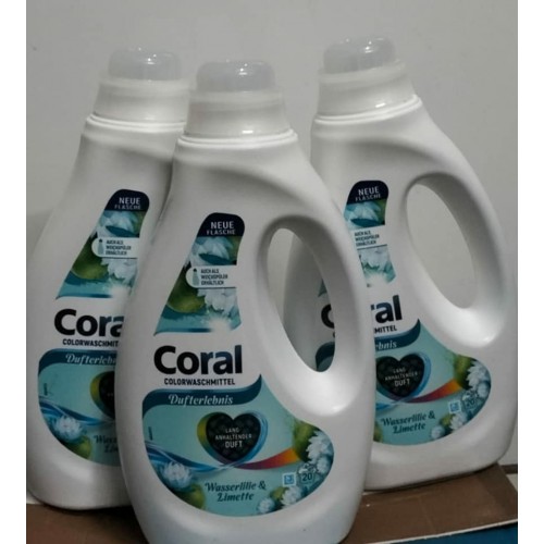 Coral detergent lichid 20 spalari pentru rufe colorate Liliac alb si Lime