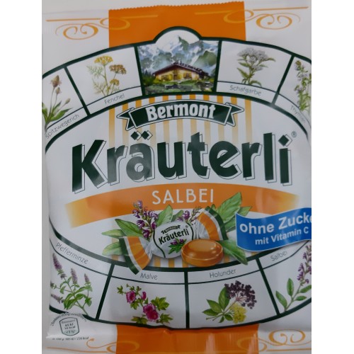 Bermont Krauterli bomboane fara zahar 125g cu salvie